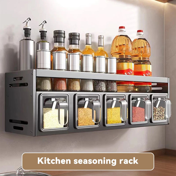 Multi-Functional Punch-Free Kitchen Spice Rack Organiser — 8 Racks for Cabinets & Countertop
