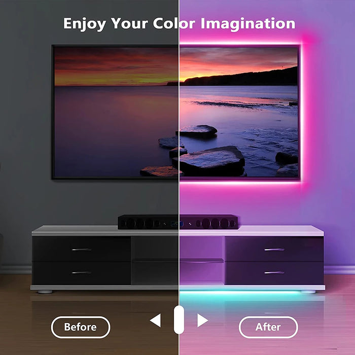 5050 SMD LED Strip Light - Tape Bluetooth USB, RGB Self-adhesive Flexible Ribbon, 5V USB-Powered Lamp - Perfect for TV Desktop Accent Lighting and Diode Enhancement