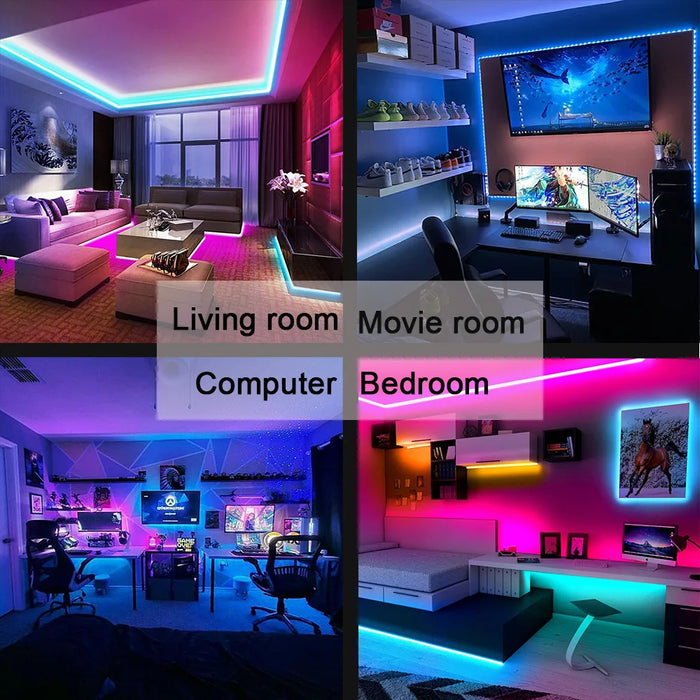 5050 SMD LED Strip Light - Tape Bluetooth USB, RGB Self-adhesive Flexible Ribbon, 5V USB-Powered Lamp - Perfect for TV Desktop Accent Lighting and Diode Enhancement