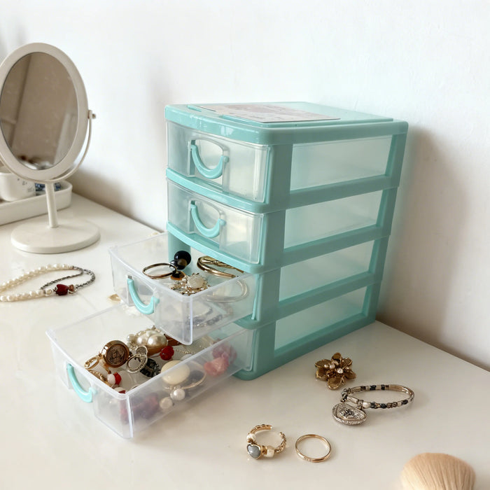 4-layer Transparent Jewellery Storage Box with Rhinestone Detail