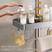No‑drill aluminium shower caddy with towel rod option — single or double