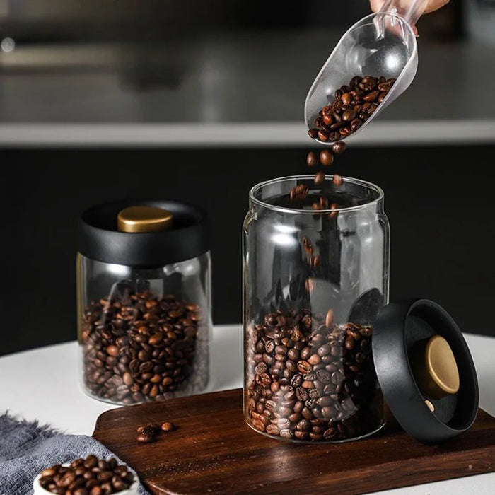 Vacuum-Sealed Glass Coffee Storage Jar — Airtight, Moisture-Proof