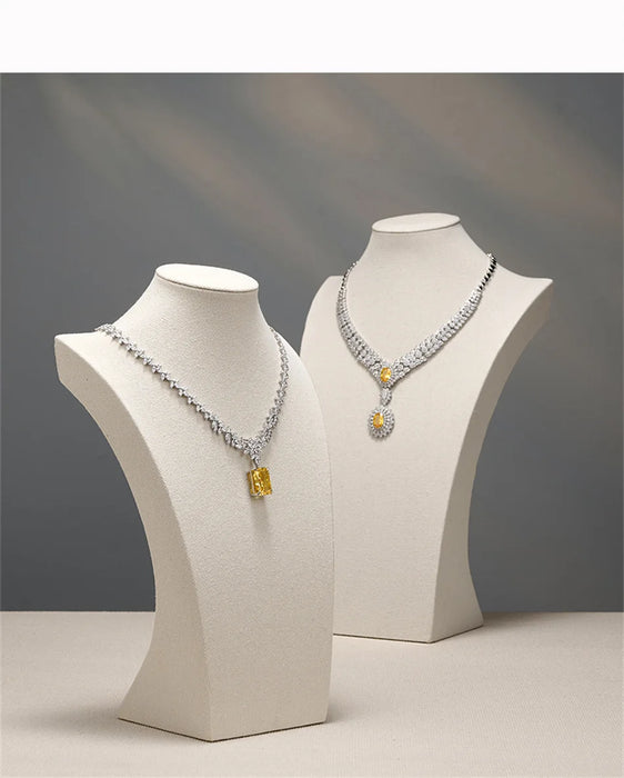 Linen Jewellery Bust Necklace Display Stand — Beige