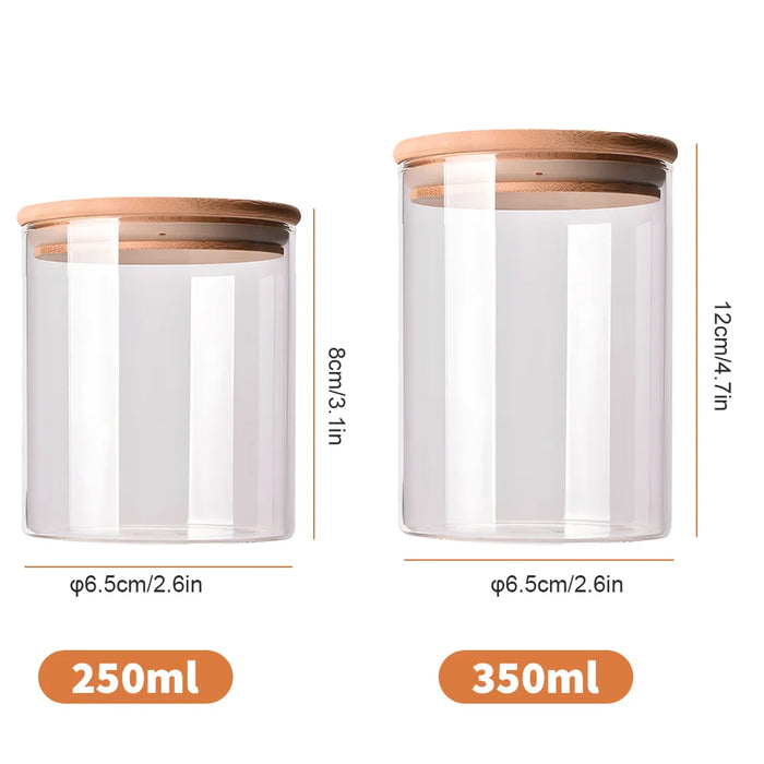 10-Piece Glass Pantry Jar Set with Bamboo Lids — 5×350ml & 5×250ml