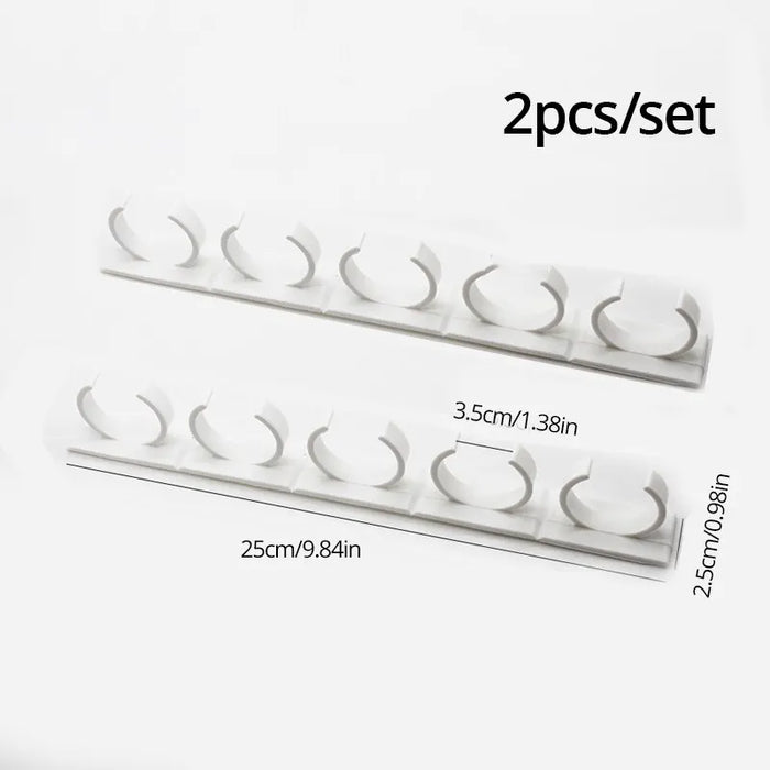 2-Pack Grey Wall-Mounted Adhesive Spice Rack – Five-Hole Jar & Bottle Holder