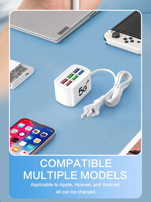 6-in-1 Fast USB Charging Station with 1m Cord (30W)