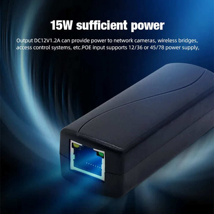 PoE Splitter 48V to 12V DC 1.2A for IP CCTV Cameras – 100 metres