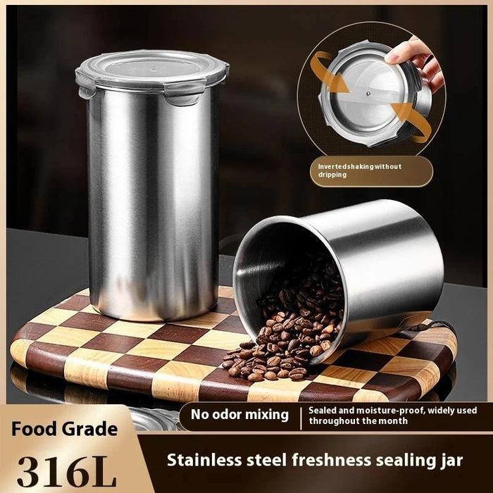 Stainless Steel Airtight Food Storage Jar — 500ml / 900ml / 1400ml, Sealed Canister with Locking Clamp