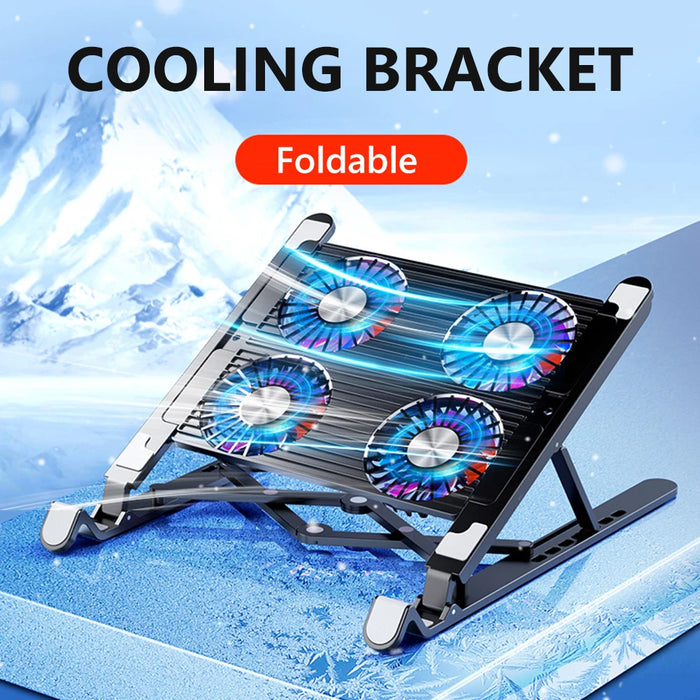 Foldable Laptop Cooling Pad — 2 or 4 Fans, RGB, 7 Heights for 11–17.3-inch Laptops