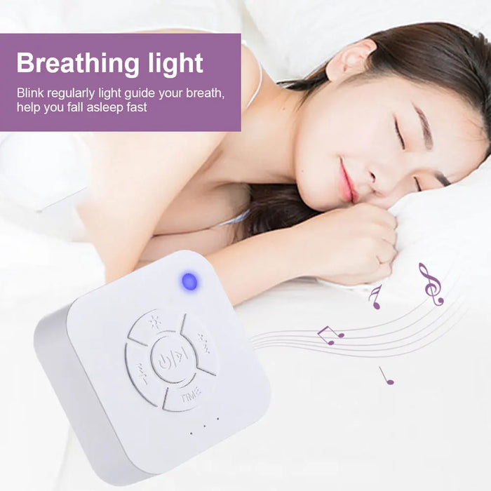 White Noise Sound Machine Sleep Soother — 9 Soothing Sounds, Breathing Light, Timer, Type‑C Rechargeable