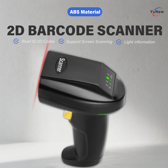 2D QR Code Scanner — 2.4GHz & Bluetooth V5.0 Wireless Barcode Reader