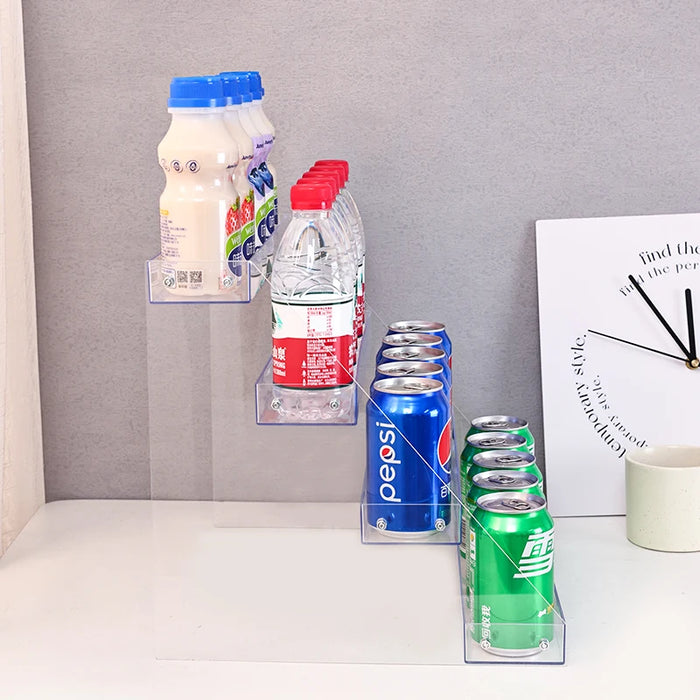 Acrylic Stepped Can Organiser – Transparent 2/3/4-Tier Fridge Rack