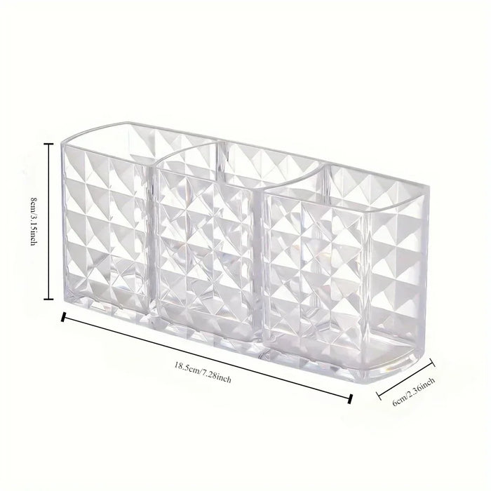 Clear Acrylic-Style Make-up Brush & Lipstick Organiser — Desk Cosmetic Holder