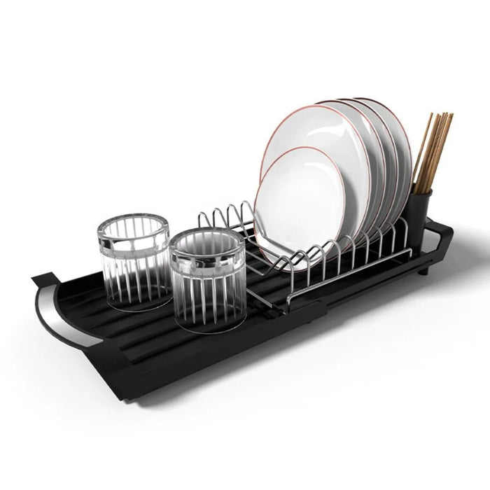 Extendable Dish Drying Rack — Space-saving Large Capacity Utensil & Dinnerware Organiser