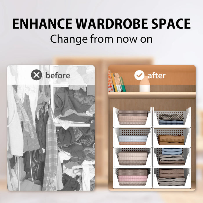 Wardrobe Storage Organiser — 4-Pack Stackable Slide Drawers