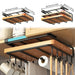 Under-Cupboard Kitchen Hanging Rack with Hooks — Paper Towel, Cutting Board & Pot Lid Holder