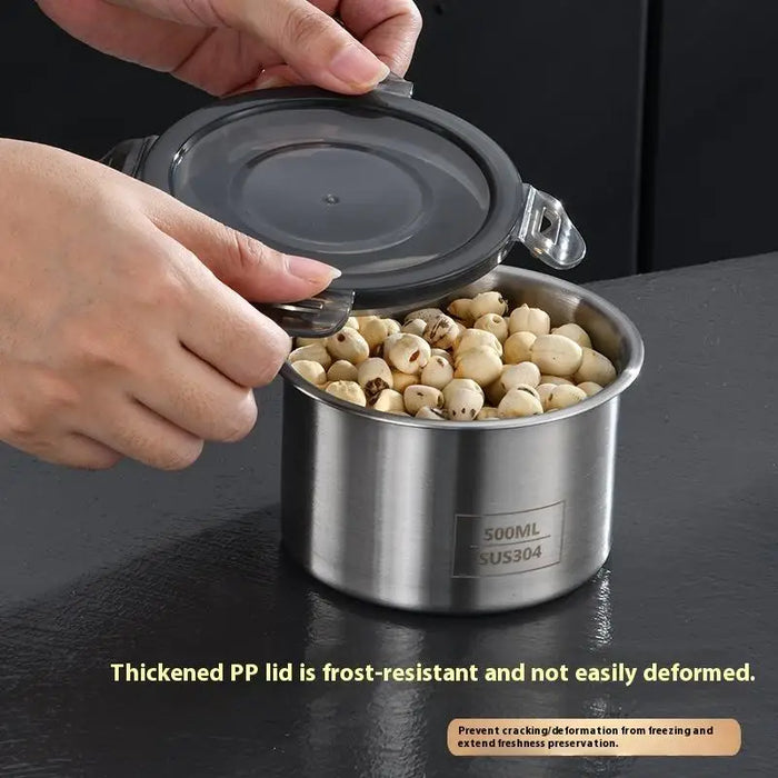 Stainless Steel Airtight Food Storage Jar — 500ml / 900ml / 1400ml, Sealed Canister with Locking Clamp