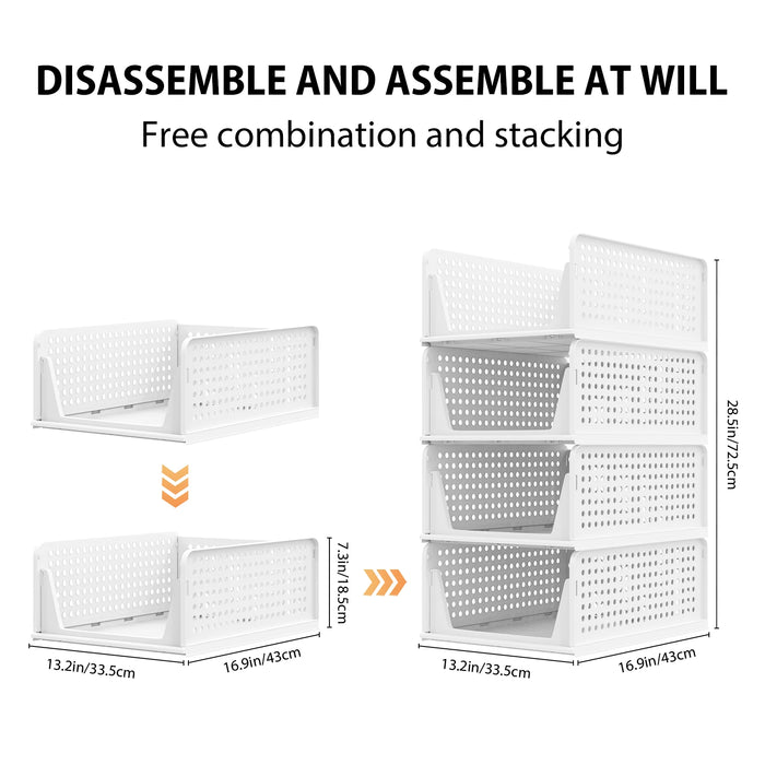 Wardrobe Storage Organiser — 4-Pack Stackable Slide Drawers
