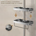 No‑drill aluminium shower caddy with towel rod option — single or double