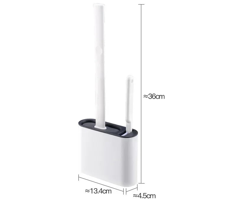 Silicone Toilet Brush Set — Flat Flexible Head with Wall-Mounted Holder