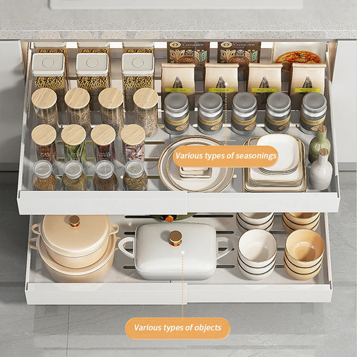 Expandable Pull-Out Cabinet Organiser — Heavy-Duty Slide-Out Shelves for Kitchen, Pantry, Bathroom, Office, Dorm