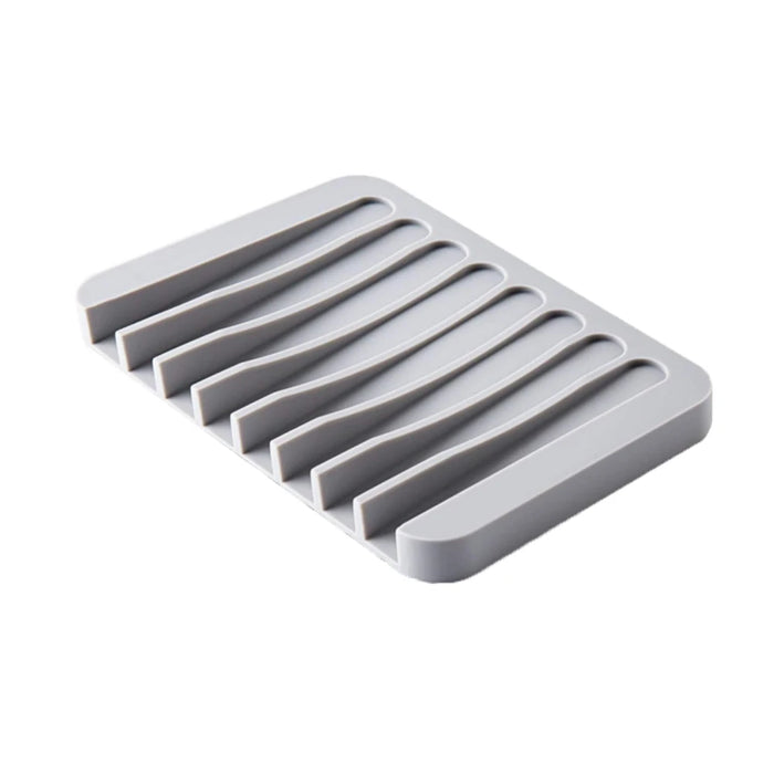 Silicone Self-Draining Soap Dish — Anti-Slip Soap Holder (11.5×8×1cm)
