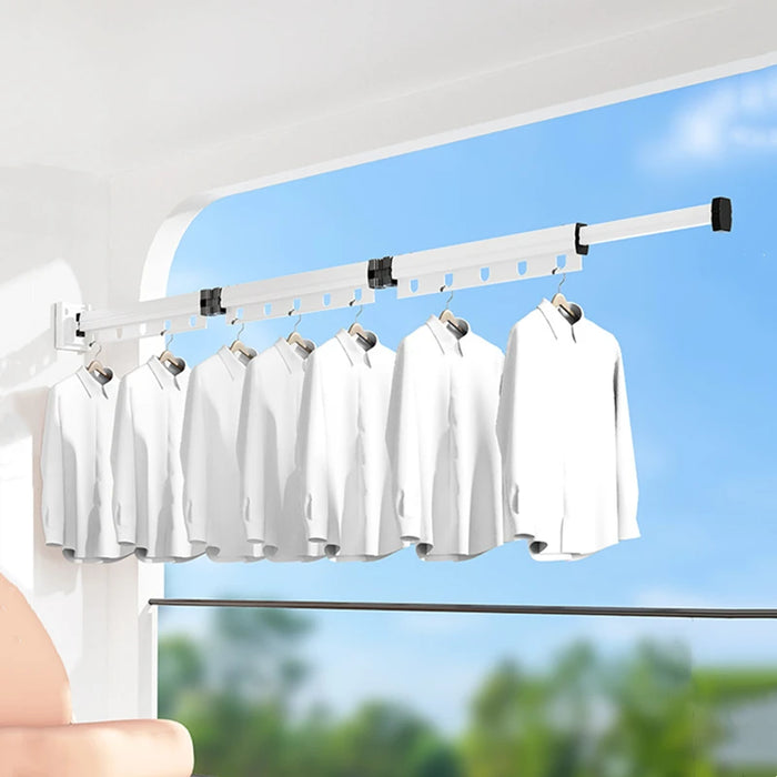 Foldaway Wall-mounted Clothes Dryer — White Aluminium Alloy, Retractable