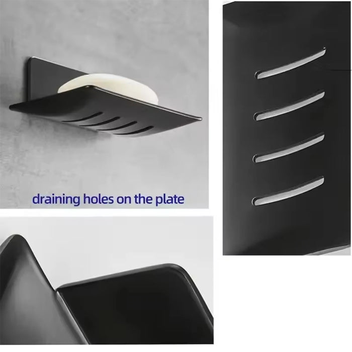 No-Drill Wall-Mounted Space Aluminium Soap Rack — Single or 3-Pack, Black/Grey/White