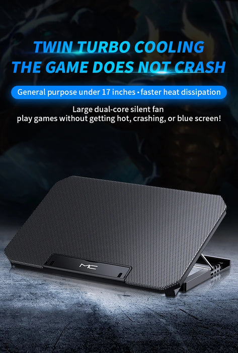 Q100 Laptop Cooling Pad — Twin Fans, LED Screen & Dual USB Ports