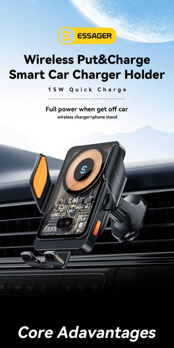 15W Qi Wireless Car Charger Vent Mount — Phone Holder for iPhone & Samsung