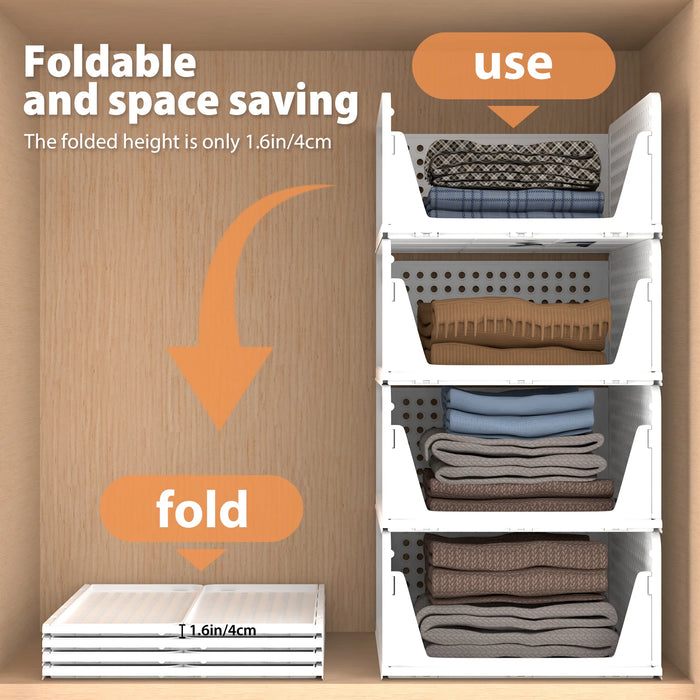 Wardrobe Storage Organiser — 4-Pack Stackable Slide Drawers