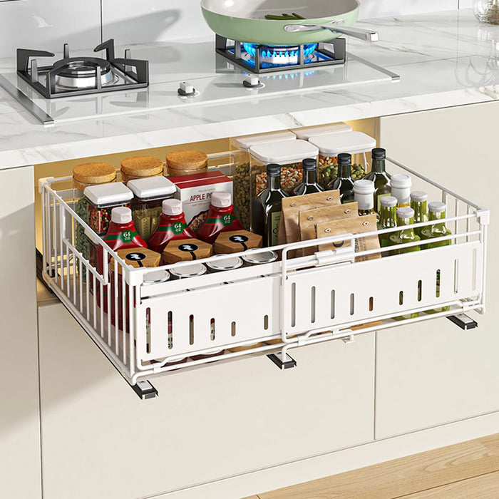 Telescopic Pull-Out Drawer Organiser — Adjustable 33–49cm for Cabinet & Cupboard