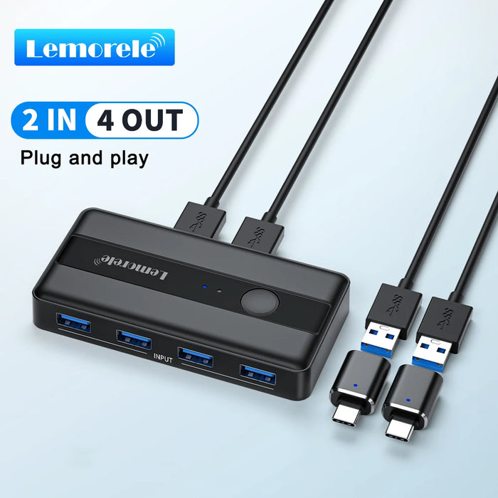 USB 3.0 KVM Switcher – 2 Computers, 4 USB Devices with HDMI 4K Support