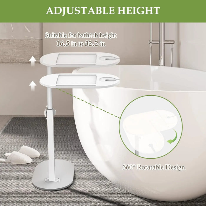 Bamboo Bathtub Side Tray – Height Adjustable Freestanding Bath Caddy