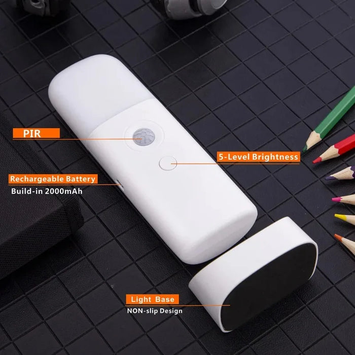 LED Motion Sensor Night Light USB Rechargeable - Dimmable, Portable, Activated Night Lamp for Kids Room, Bedroom, Hallway - Ideal Lighting Solution for Children's Safety and Comfort