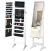 Lockable Freestanding Jewellery Armoire with Adjustable Full-Length Mirror — White