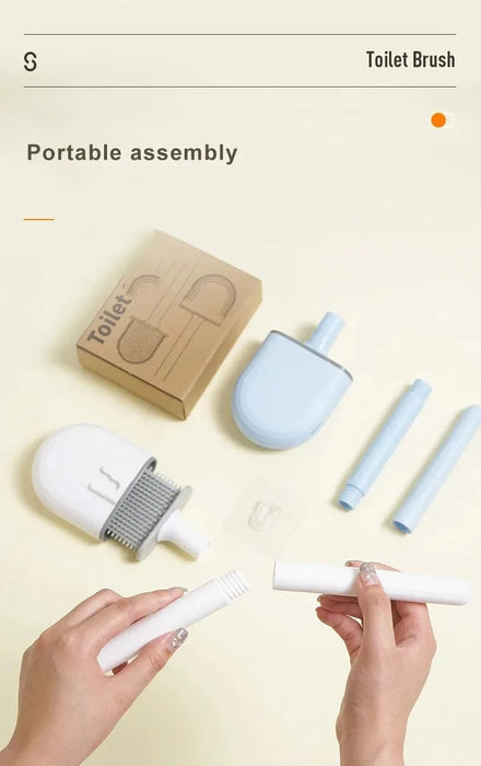 Wall-Mounted Soft TPR Toilet Brush with Removable Handle — Space-Saving