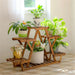 6-Tier Carbonised Triangle Corner Plant Stand — Pine & Metal, Stained Brown