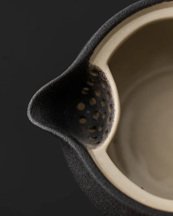 Japanese-style Rough Pottery Side-Handle Teapot — 500ml Handmade Ceramic