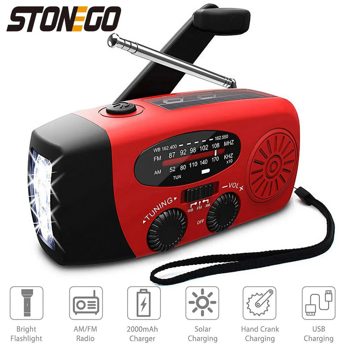 Disaster Prevention Emergency Flashlight Radio Solar Hand Crank Rechargeable Rechargeable Multifunctional LED Reading Light Radi