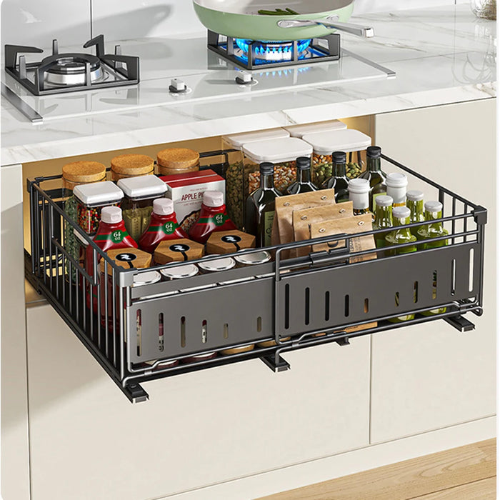 Telescopic Pull-Out Drawer Organiser — Adjustable 33–49cm for Cabinet & Cupboard