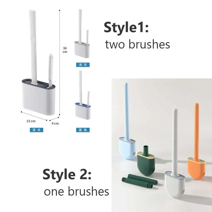 Silicone Soft‑Bristle Wall‑Mounted Toilet Brush with ABS Handle