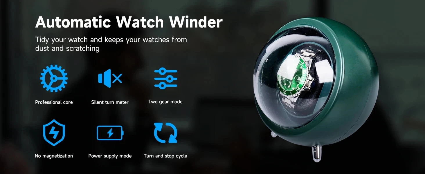 Single Automatic Watch Winder — Compact Rotating Desktop Winder