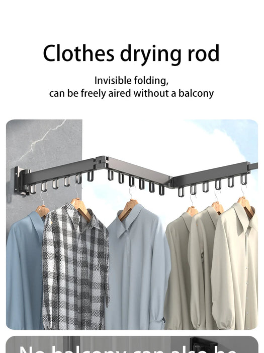 Wall-Mounted Foldable Aluminium Clothes Drying Rack — Ideal for Balcony, Bedroom & Kitchen