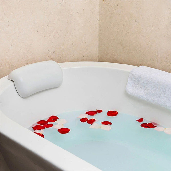 Spa Bath Pillow with Suction Cups – Soft Waterproof PU Neck Cushion
