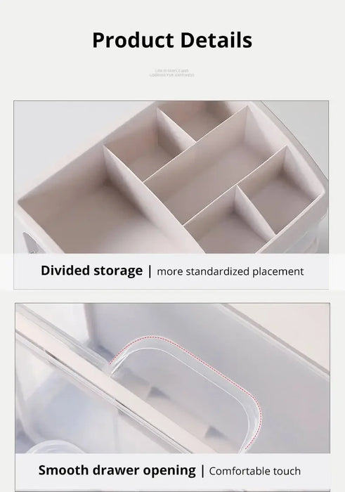 Transparent Cosmetic & Jewellery Organiser — 3 Drawer, 4-Layer Plastic Storage