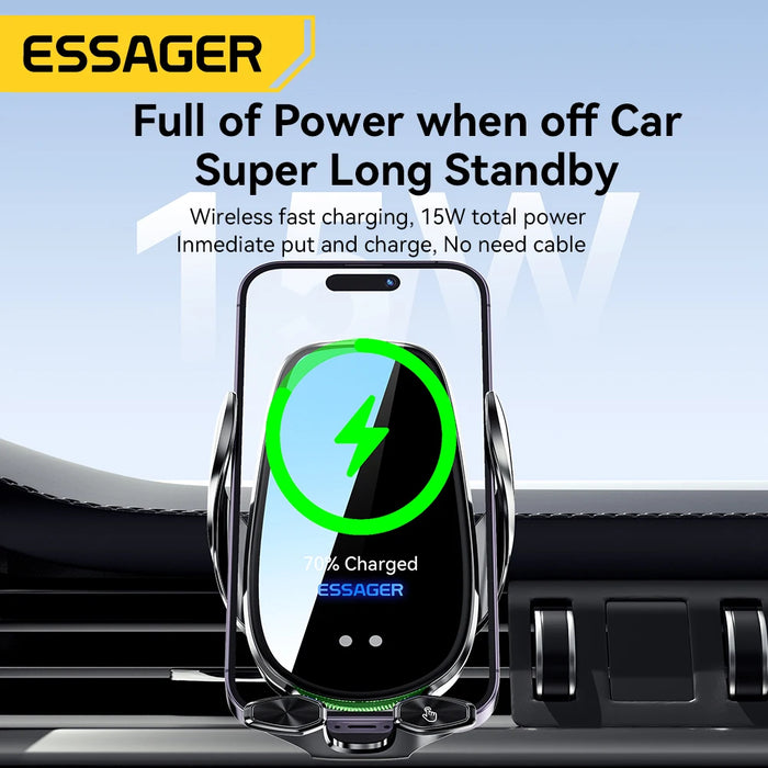 15W Qi Wireless Car Vent Phone Holder – Fast Charging & Auto Grip