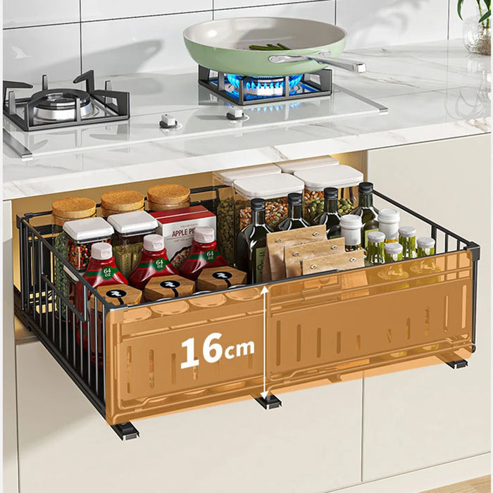 Telescopic Pull-Out Drawer Organiser — Adjustable 33–49cm for Cabinet & Cupboard
