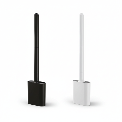 Mini Silicone Toilet Brush with Anti‑Drip Base — Flexible Soft Bristles, Quick‑Dry Holder