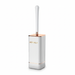 Aokala Silicone Toilet Brush & Holder — 40cm Long Handle, Wall or Floor Mount, Black or White with Rose Gold Trim